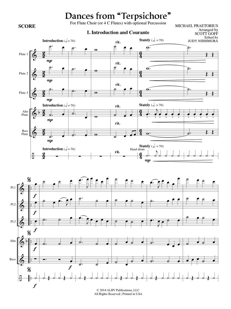 Dances From Terpsichore For Flute Choir